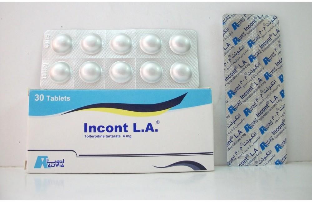 دواعي استعمال انكونت Incont أقراص ممتد المفعول والسعر والآثار الجانبية والجرعة‎
